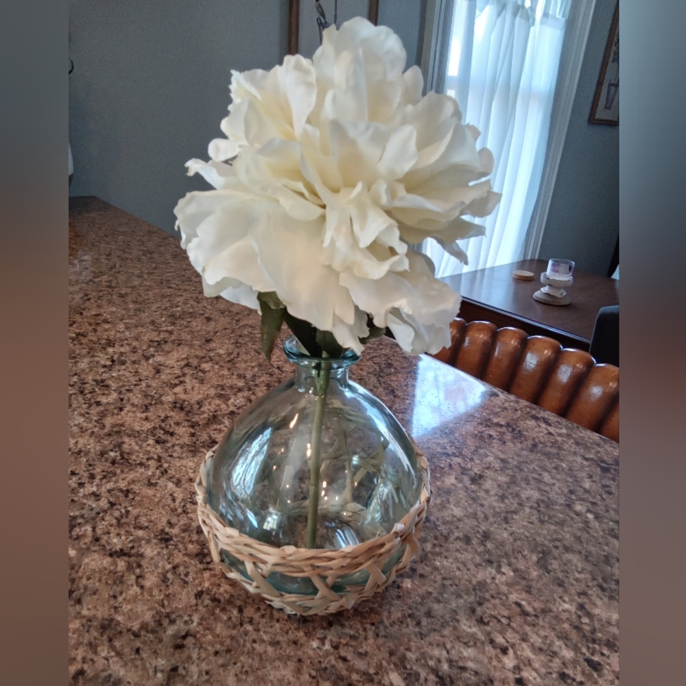 Green glass vase